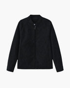 Men's Zip-Front Jacket With a Short Rounded Collar - Black