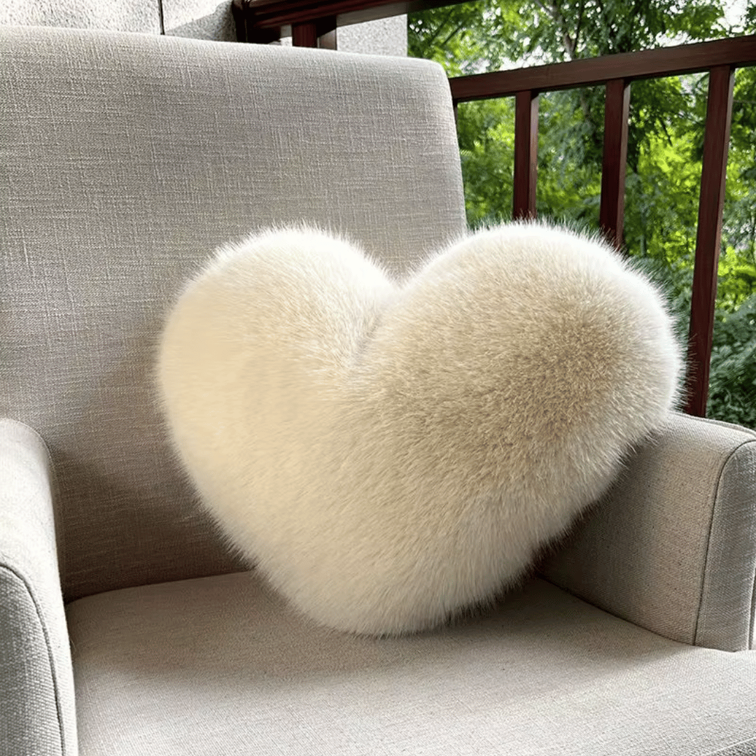 Sofa Cushions with Soft Plush Finish, Heart-Shaped Pillow