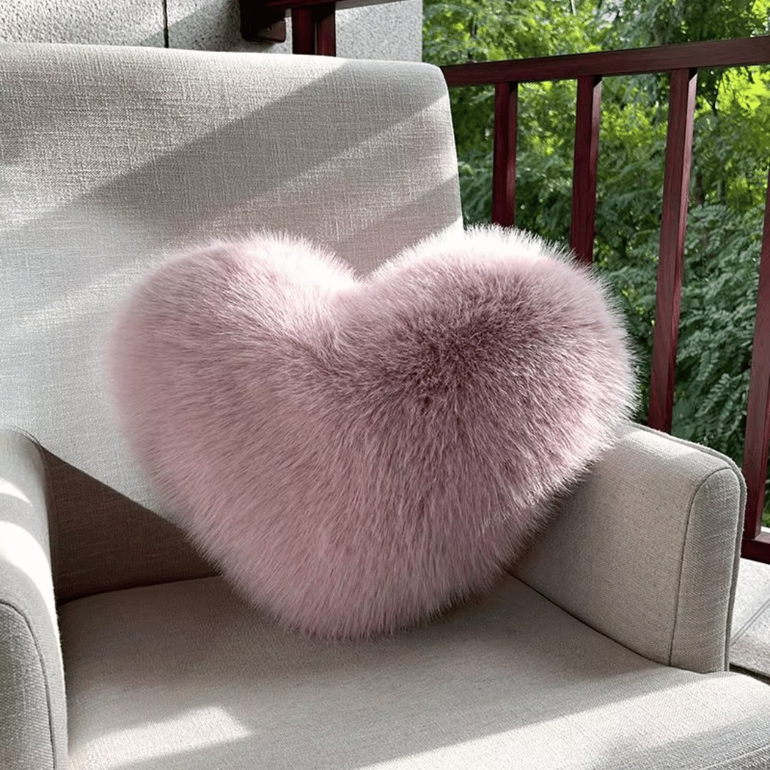 Sofa Cushions with Soft Plush Finish, Heart-Shaped Pillow