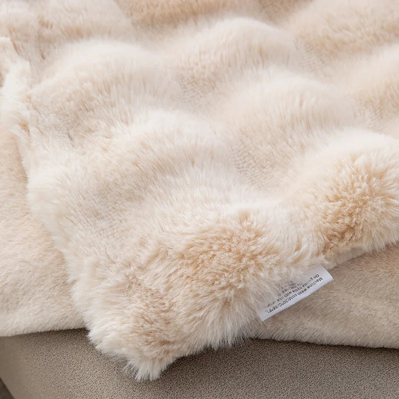 Sofa Throws in Plush Coral Fleece, Lightweight and Reversible