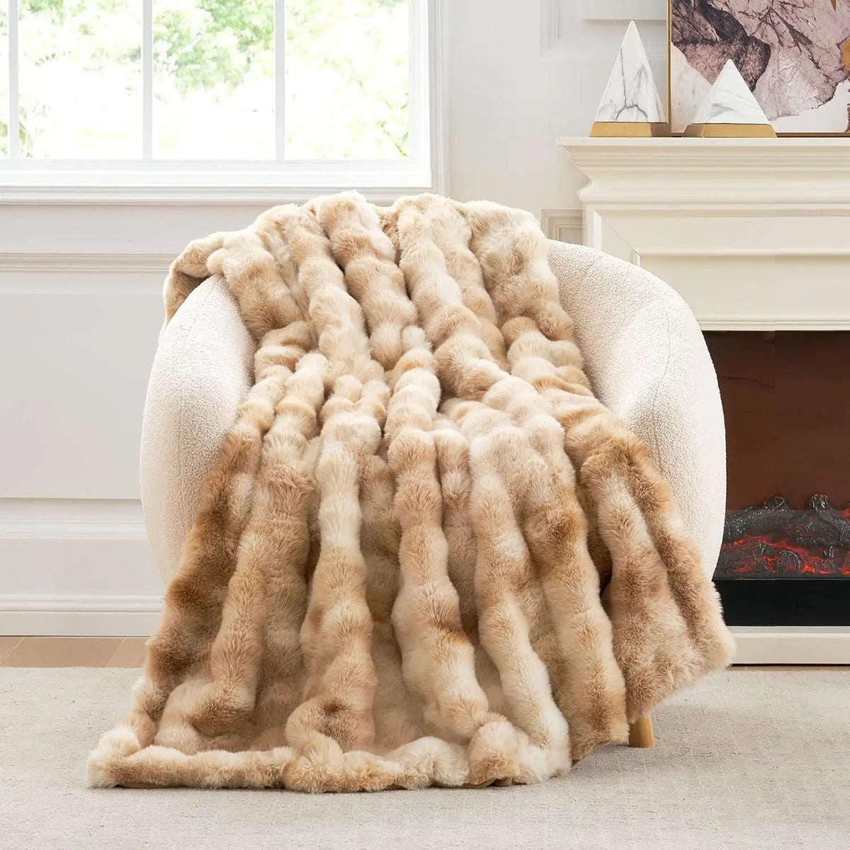 Sofa Throws in Thick Pile, Double-Layer Bubble Quilted Design