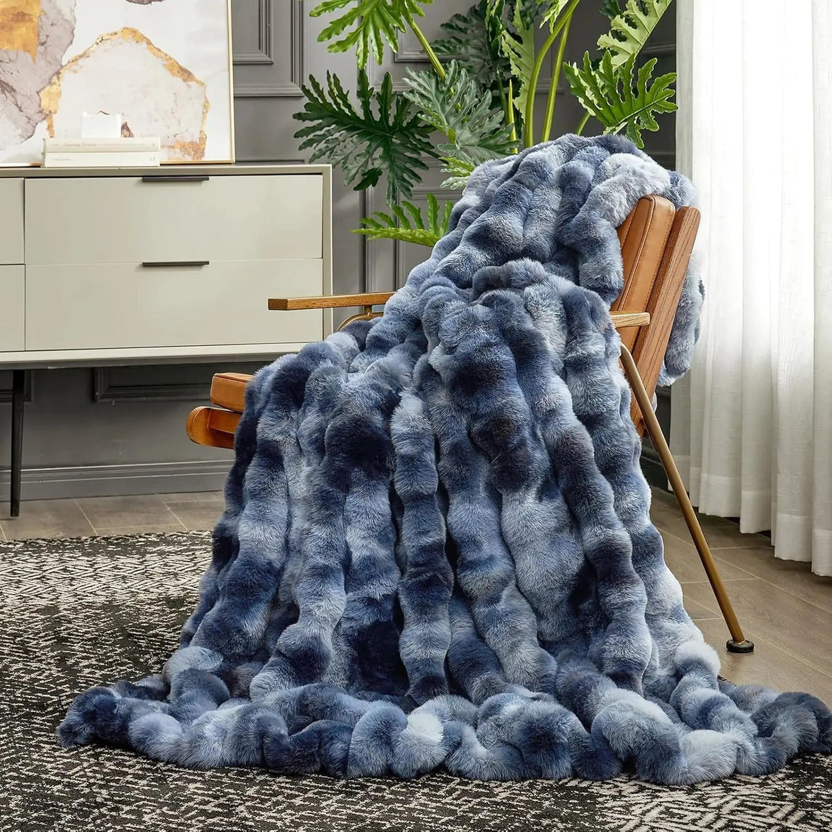 Sofa Throws in Thick Pile, Double-Layer Bubble Quilted Design