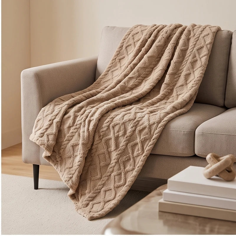 Throws in Quilted Fleece with Raised Jacquard Texture, Lightweight