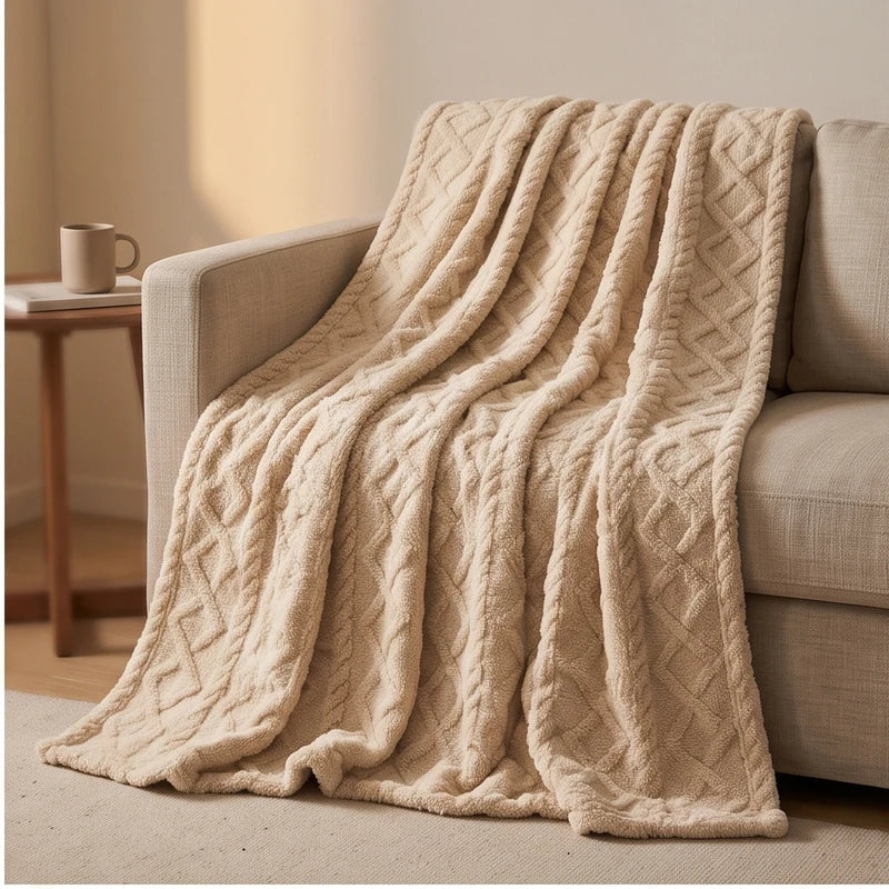 Throws in Quilted Fleece with Raised Jacquard Texture, Lightweight