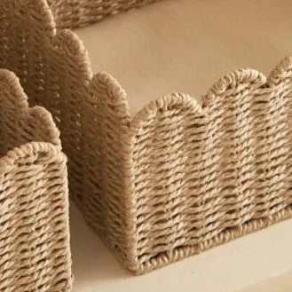 Wicker Storage Basket Handwoven Willow with Curved Rim
