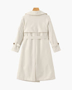 Women's Belted Trench Coat With a Layered Back - Beige