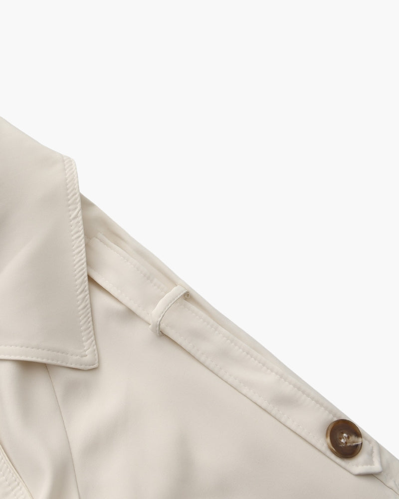 Women's Belted Trench Coat With a Layered Back - Beige