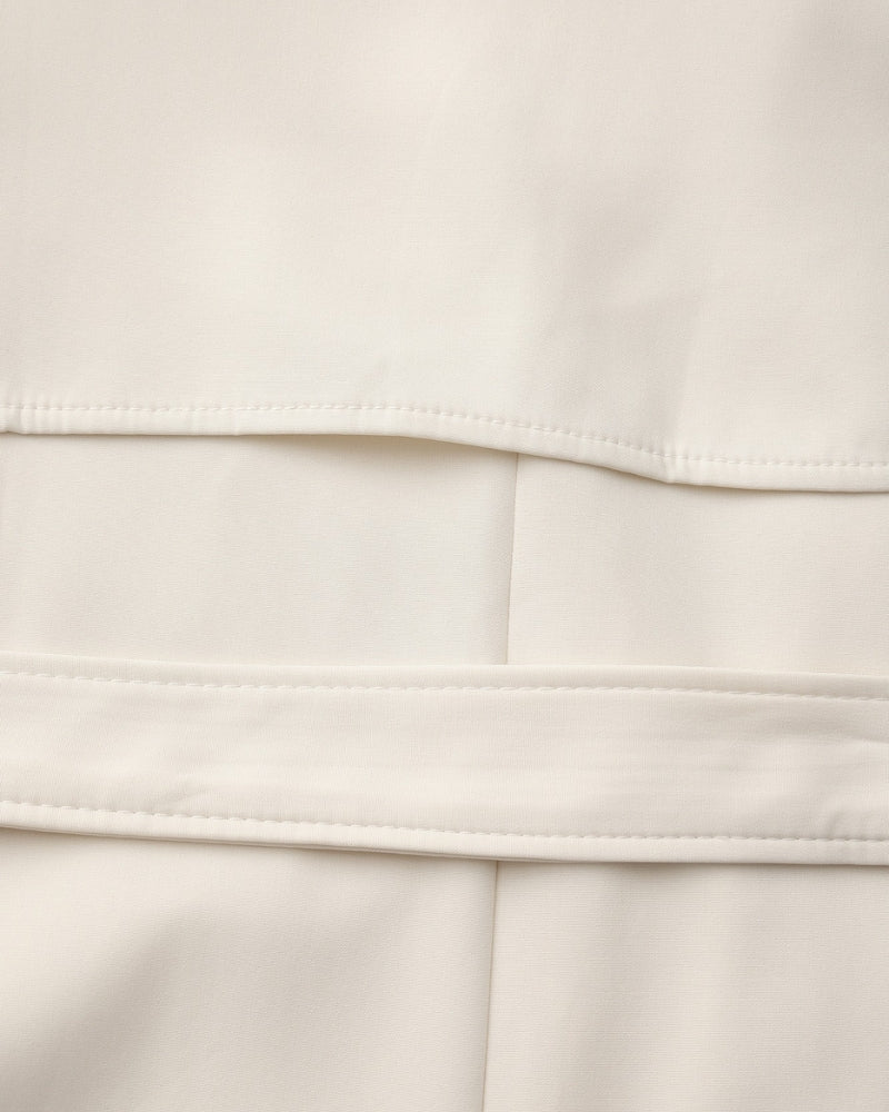 Women's Belted Trench Coat With a Layered Back - Beige