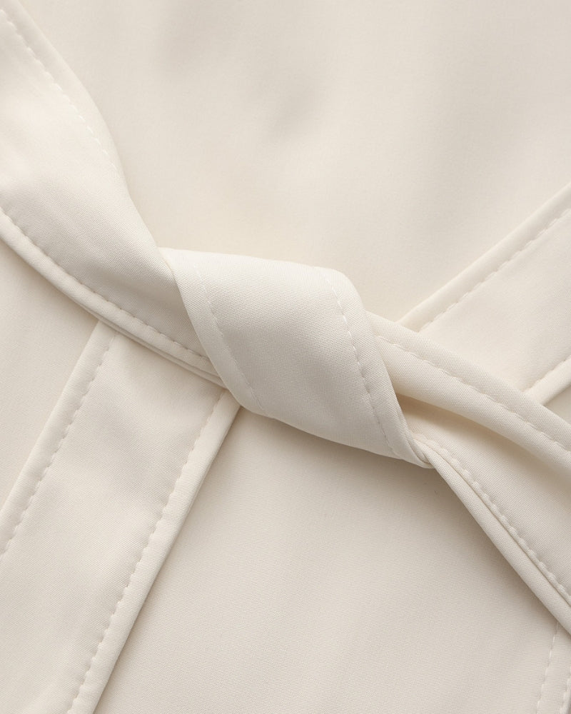 Women's Belted Trench Coat With a Layered Back - Beige
