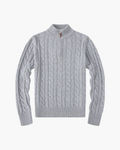 Women's Cable Half-Zip Sweater With a Raised Collar - Gray