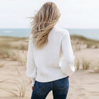 Women's Cable-Knit Sweater With a Raised Diamond Pattern - Off White