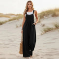 Women's Flare Leg Overall Jumpsuit With Bib Front - Black