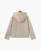Women's Hooded Zip Jacket With a Straight Boxy Hem - Beige