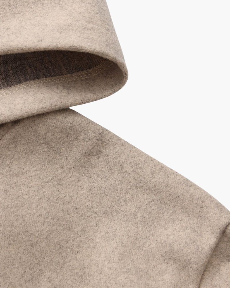 Women's Hooded Zip Jacket With a Straight Boxy Hem - Beige