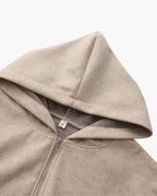 Women's Hooded Zip Jacket With a Straight Boxy Hem - Beige