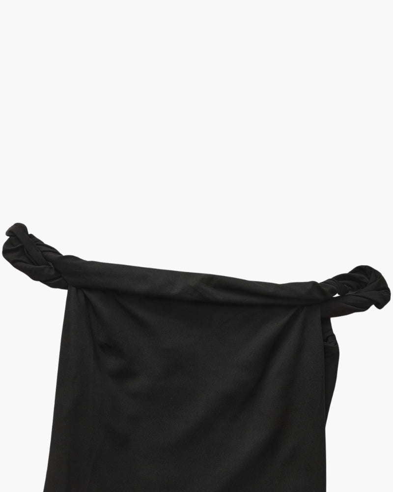 Women's One-Shoulder Long Dress With a Flared Hem - Black