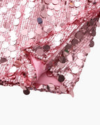 Women's Sequin Mini Dress With Fine Shoulder Straps - Rose gold