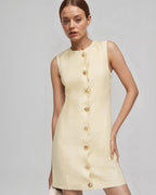 Women's Sleeveless Button-Front Mini Shift Dress - Beige
