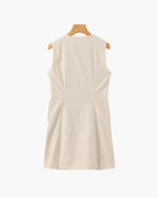Women's Sleeveless Button-Front Mini Shift Dress - Beige