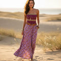 Women's Sleeveless Maxi Dress With Side Pockets - Purple