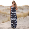 Women's Sleeveless Maxi Dress With Spaghetti Straps - Black