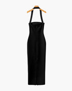 Women's Square-Neck Halter Dress With a Long Hem - Black