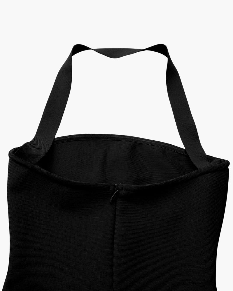 Women's Square-Neck Halter Dress With a Long Hem - Black