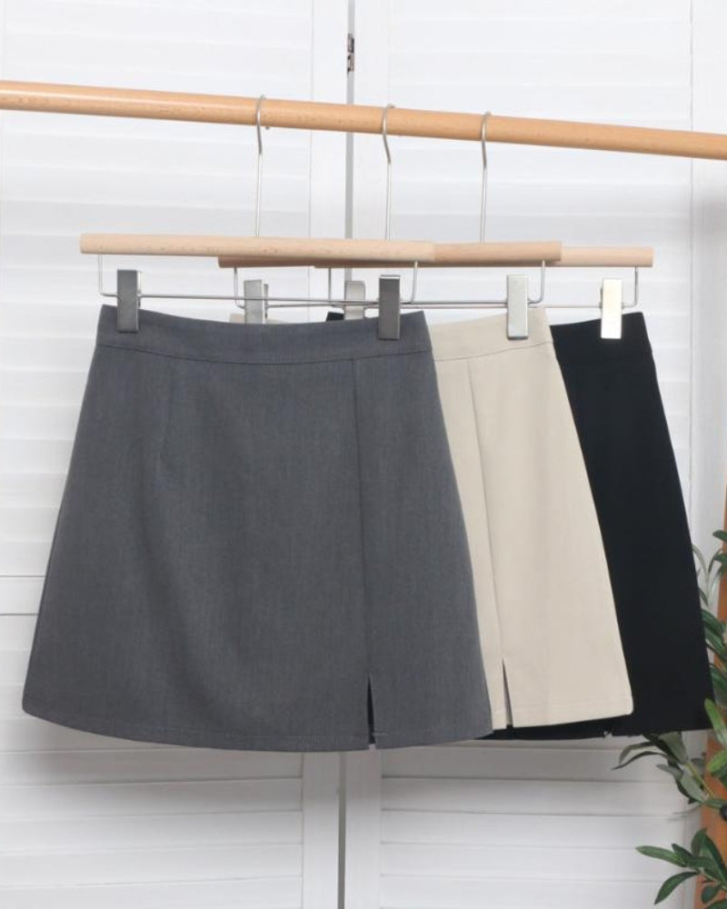 Women's Straight Mini Skirt With a Short Front Slit - shared