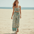 Women's Two-Piece Set With Crop Top and Wide-Leg Trousers - Sage Green