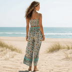 Women's Two-Piece Set With Crop Top and Wide-Leg Trousers - Sage Green