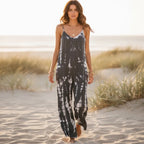 Women's Wide Leg Jumpsuit With Adjustable Straps - Gray