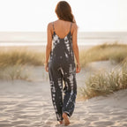 Women's Wide Leg Jumpsuit With Adjustable Straps - Gray