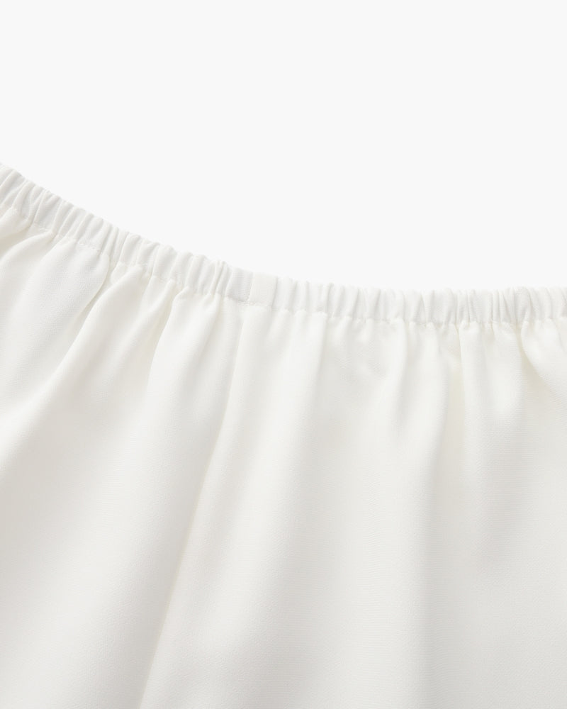 Women's Wide-Leg Trousers With a Gathered Waist - Ivory