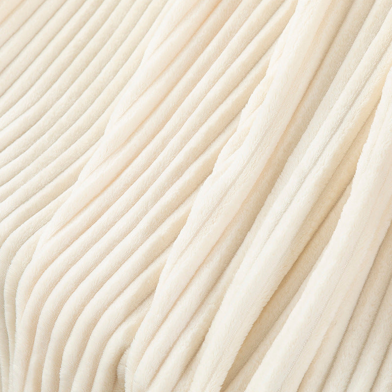 Sofa Throws in Soft Ribbed Plush with Pom-Pom Trim