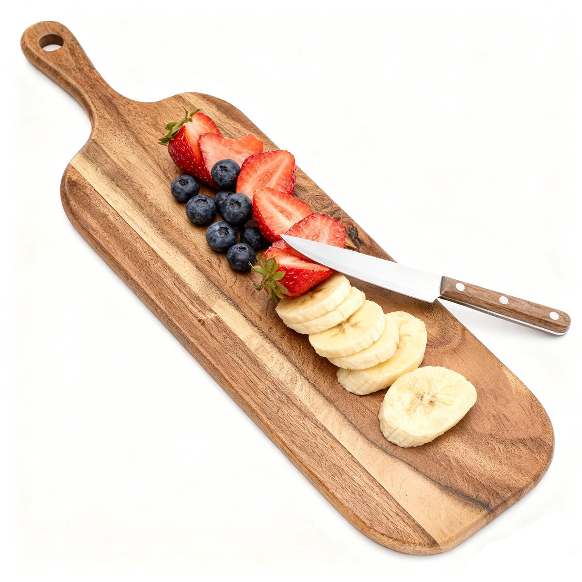Wooden Chopping Board in Solid Acacia with Handle, Serving Board