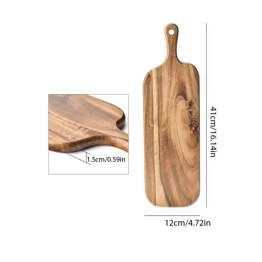 Wooden Chopping Board in Solid Acacia with Handle, Serving Board